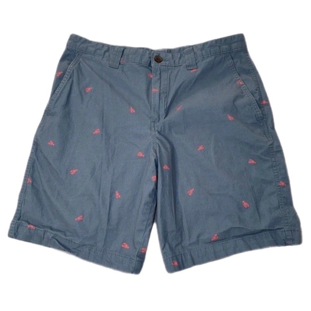 Magellan Men's Lobster Print Casual Shorts Blue Size 34W Cotton Spandex‎ Blend